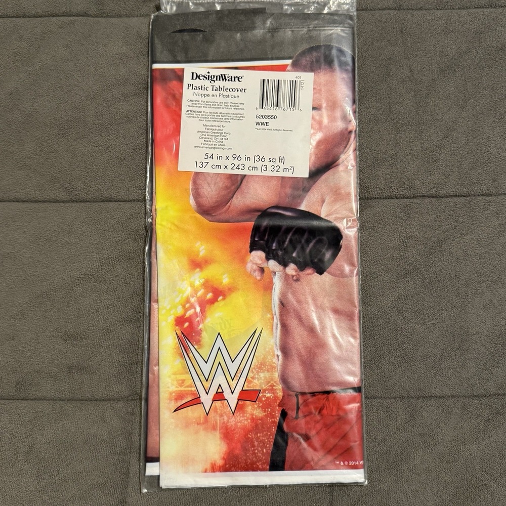 WWE Birthday Plastic Tablecloth 54x96 John Cena Daniel Bryan Brock Lesnar NEW